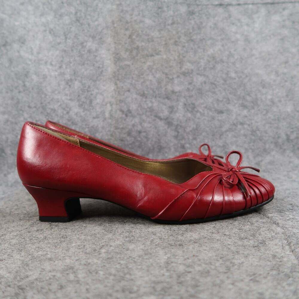 Soft Style Hush Puppies Shoes Womens 6 Pump Retro Vintage Red Bow Block Low Heel